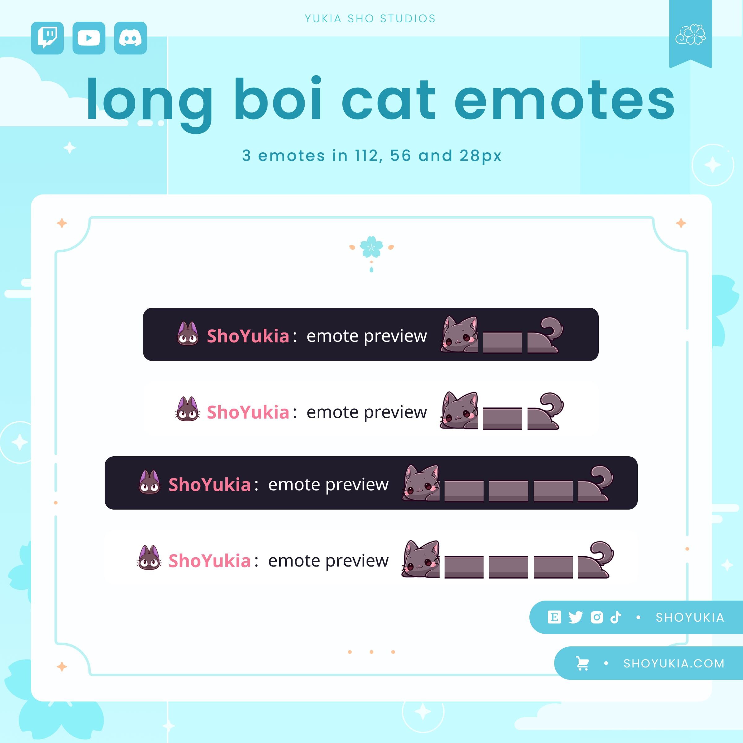Longboi Cat Twitch Emote | Kawaii Kitten Discord Emote - Etsy