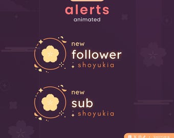 Fleeting Sakura Animated Stream Alerts (Gold) | Twitch Notification Pack