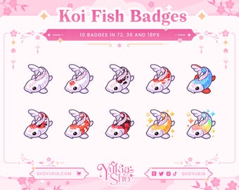 Koi Fish Sub Badges for Twitch/YouTube/Kick/Discord | Bit Badges | Twitch Sub Badges | Subscriber Badges | Discord Roles | Stream Badges