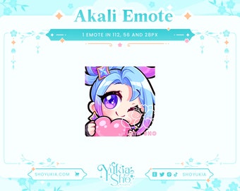Akali Heart Emote for Twitch/Discord/Youtube  |  Custom Twitch Emotes | Discord Emotes  | Discord Stickers | Stream Emotes | Emote Pack