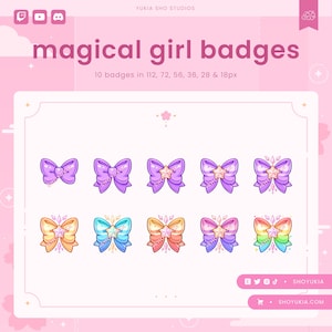 Magical Girl Twitch Sub Badges (Lila) | Niedliche Stream Badges, Bit Badges, Channel Points Icon, Emotes für Streamer, Discord & YouTube