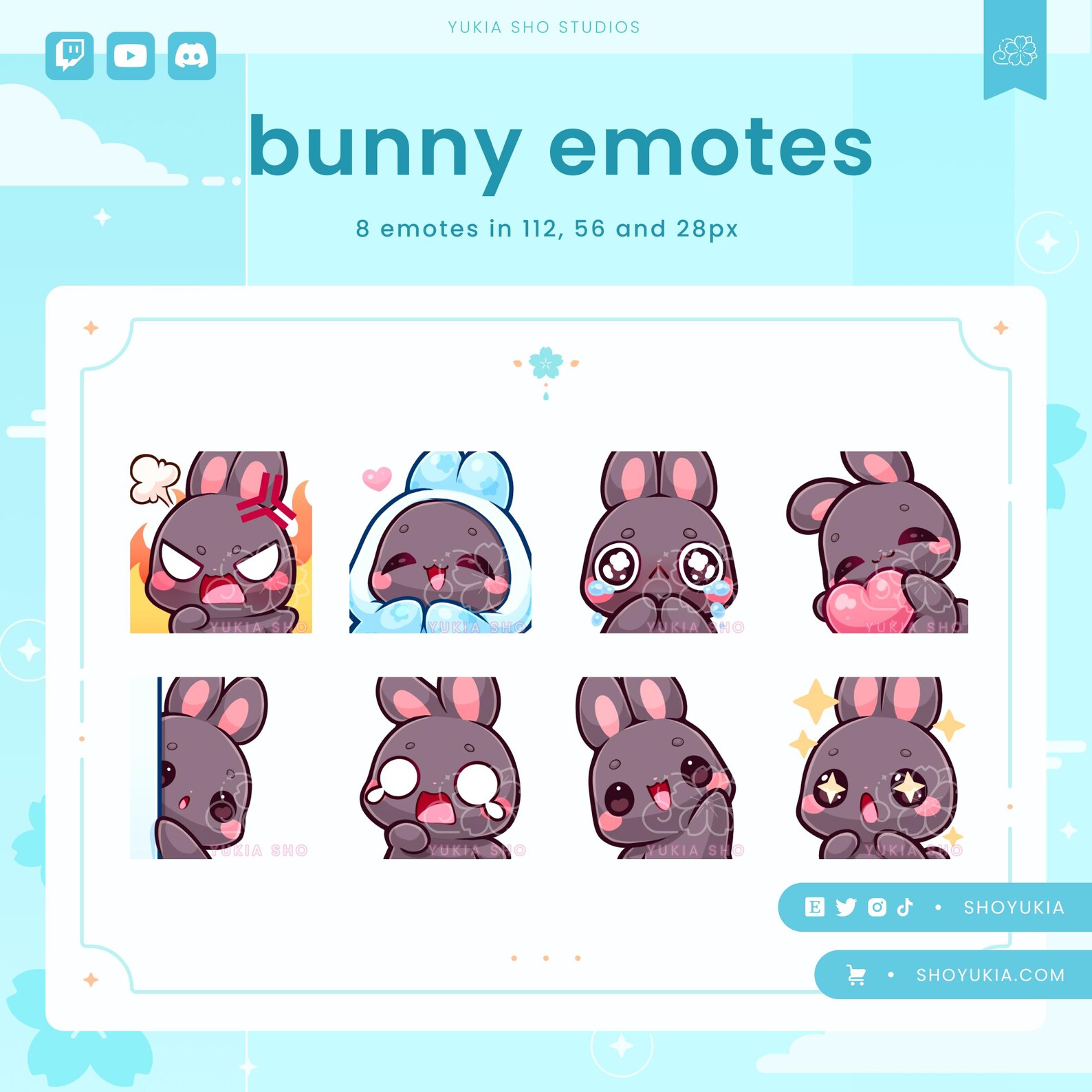 Wicked Rabbit Emotes Bunny Twitch Emote Pack | Kawaii Rabbit Discord Emote - Etsy