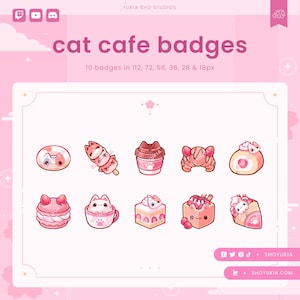 Cat Cafe  (Pink)Twitch Sub Badges | Bit Badges & Channel Points for Discord