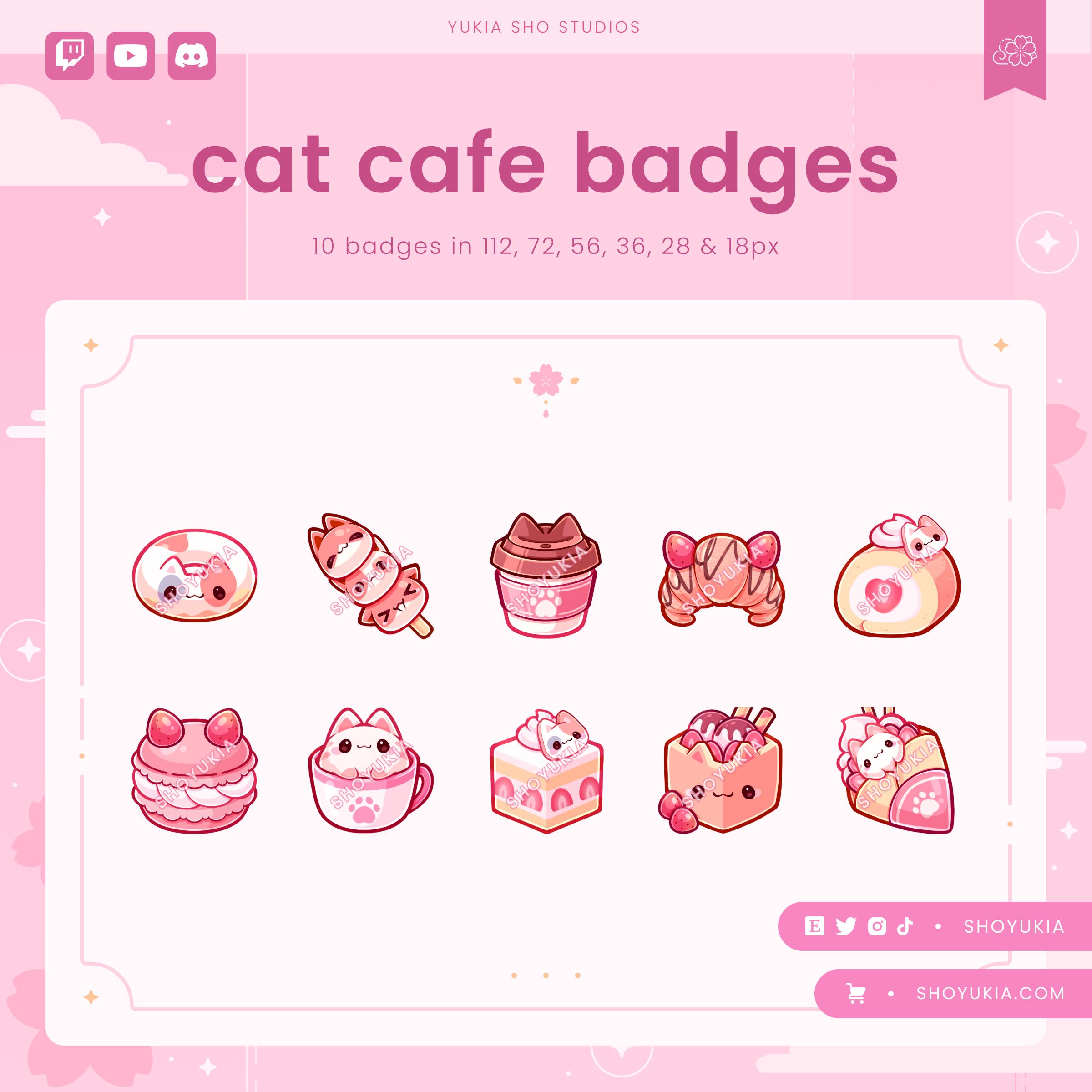 Cat Cafe (pink)twitch Sub Badges | Bit Badges & Channel Points for