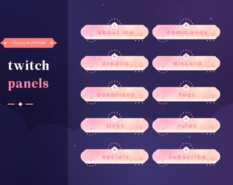 Peach Blossom (Peach) Twitch Panels | Twitch Panel Cute | Custom Twitch Panel | Stream Pack | Stream Overlay | Twitch Graphics