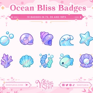 Ocean Bliss Sub Badges (Blue) for Twitch/YouTube/Discord | Bit Badges | Twitch Sub Badges | Stream Badges | Discord Roles | Youtube Badges