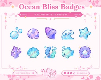 Ocean Bliss Sub Badges (Blue) for Twitch/YouTube/Discord | Bit Badges | Twitch Sub Badges | Stream Badges | Discord Roles | Youtube Badges
