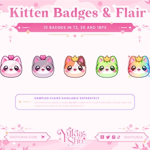 Kitten Sub Badges for Twitch/YouTube/Kick/Discord Bit Badges Twitch Sub Badges Subscriber Badges Discord Roles Twitch Graphics image 3