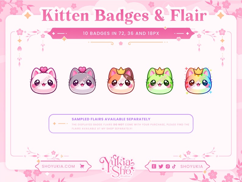 Kitten Sub Badges for Twitch/YouTube/Kick/Discord Bit Badges Twitch Sub Badges Subscriber Badges Discord Roles Twitch Graphics image 3