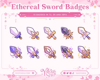 Ethereal Sword Sub Badges (Purple) for Twitch/YouTube/Discord | Bit Badges | Twitch Sub Badges | Subscriber Badges | Discord Roles | Sword