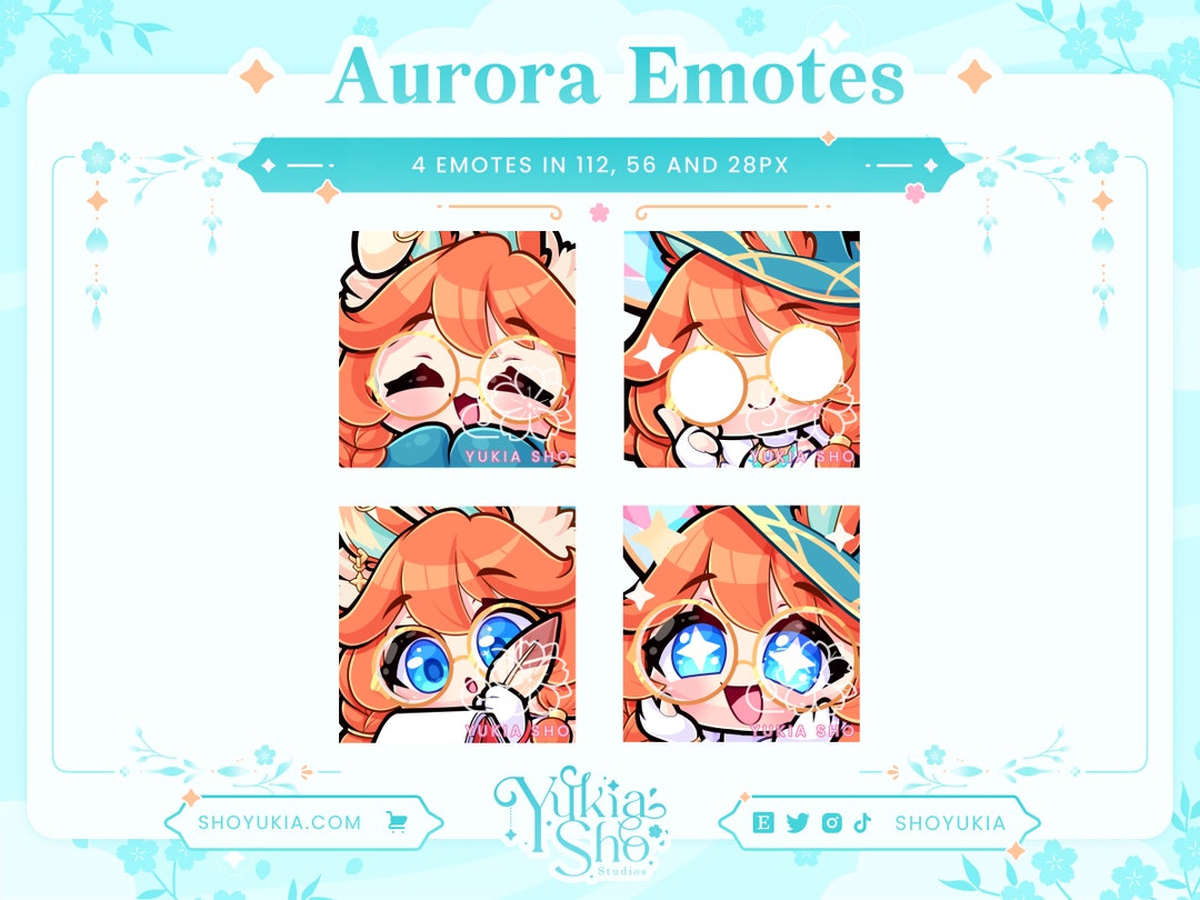 Aurora Twitch Emote Pack Streamer Emotes Discord Emotes Stream Graphics ...