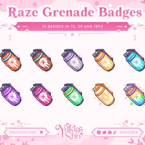 Raze Grenade Sub Badges for Twitch/YouTube/Kick/Discord | Bit Badges | Twitch Sub Badges | Subscriber Badges | Discord Roles | Stream Badges
