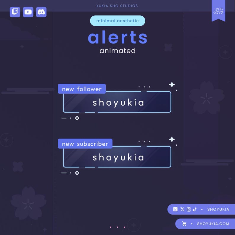 Minimal Animated Stream Alerts (blue) | Twitch Notification Pack - Etsy