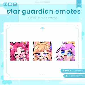 Star Guardian Twitch Emote Pack (Set 1) | Cute LoL Emotes for Streamers, YouTube, Discord, Tiktok