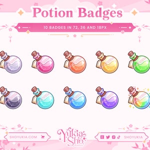 Potions Sub Badges für Twitch/YouTube/Kick/Discord Gebissabzeichen Twitch Sub Buttons Abonnenten Buttons Discord Rollen Bach Badges Bild 1