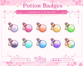 Potions Sub Badges for Twitch/YouTube/Kick/Discord | Bit Badges | Twitch Sub Badges | Subscriber Badges | Discord Roles | Stream Badges