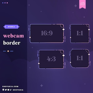 Twitch Webcam Frame : Sparkle  (Dusk) | Cam Border for YouTube, TikTok & Facebook Streamers