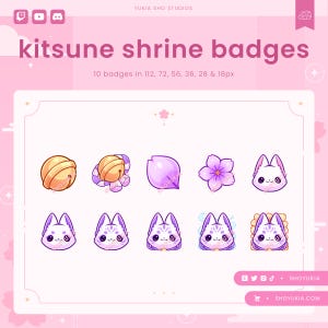 Kitsune Shrine Twitch Sub Badges (Purple) | Cute Stream Badges, Bit Badges, Channel Points Icon, Emotes for Streamers, Discord & YouTube