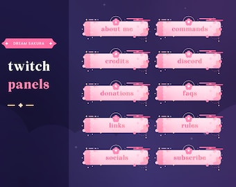 Dream Sakura (Blush) Twitch Panels [25] | Twitch Panel Cute | Custom Twitch Panel | Stream Pack | Stream Overlay | Twitch Graphics |