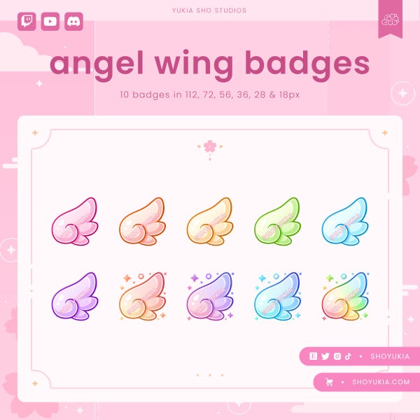Twitch-subbadges: Angel Wing | Bitbadges, kanaalpuntpictogrammen voor Discord en YouTube