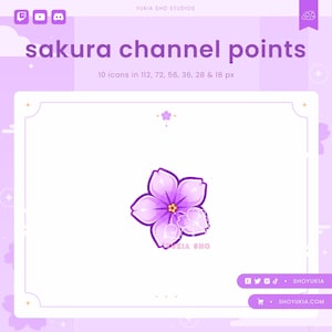 Sakura Twitch Channel Punkte Symbol (Lila)| Niedliche Emotes, Sub Badges für Streamer, YouTuber, Discord und YouTube
