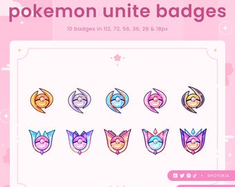 PKMN Unite Twitch Sub Badges | Cute Stream Badges, Bit Badges, Channel Points Icon, Emotes for Streamers, Discord & YouTube