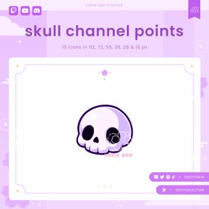 Skull Twitch Channel Points Icon | Cute Emotes, Sub Badges for Streamers, YouTube & Discord Roles