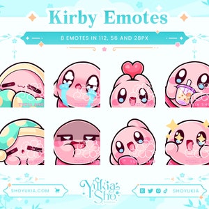 Pink Puff Emote Pack for Twitch/Discord/Youtube Custom Twitch Emotes Discord Emotes Discord Stickers Stream Emotes Cute Emotes image 1