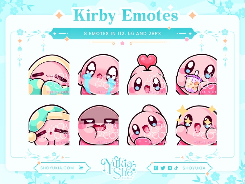 Pink Puff Emote Pack for Twitch/Discord/Youtube Custom Twitch Emotes Discord Emotes Discord Stickers Stream Emotes Cute Emotes image 1