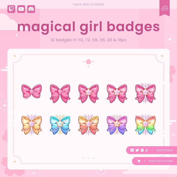 Twitch-subbadges: Magical Girl (roze) | Bitbadges, kanaalpuntpictogrammen voor Discord en YouTube