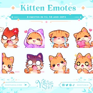 Kitten Emote Pack (Orange) for Twitch/Discord/YouTube |  Custom Twitch Emotes | Cat Emotes | Streaming | Discord Stickers | Stream Emotes