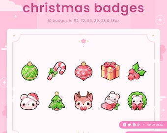 Insignias navideñas de suscripción a Twitch / Insignias de bits y puntos de canal para Discord