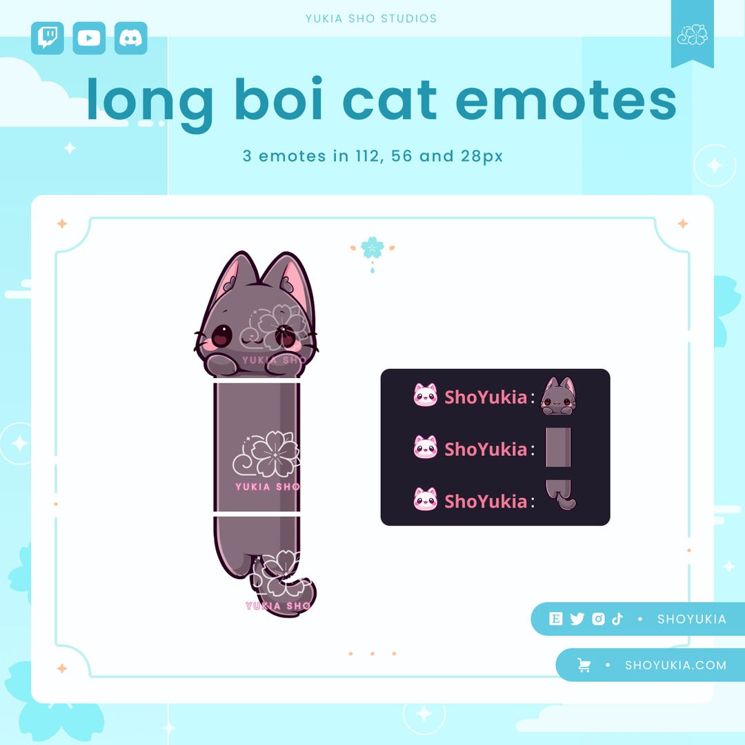 Longboi Cat Twitch Emote | Kawaii Kitten Discord Emote - Etsy