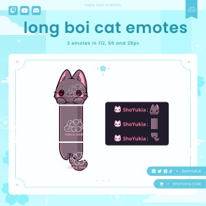 Twitch Emote: LongBoi Cat (Black) | Kitten Emotes for Discord, YouTube & TikTok