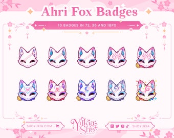 Ahri Spirit Blossom Fox Sub Badges for Twitch/YouTube/Kick/Discord | Bit Badges | Twitch Sub Badges | Subscriber Badges | Discord Roles