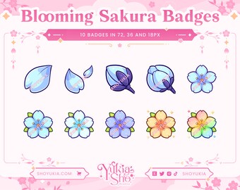 Blooming Sakura Sub Badges (Blue) for Twitch/Youtube/Discord | Twitch Bit Badges | Twitch Sub Badges | Subscriber Badges | Discord Roles