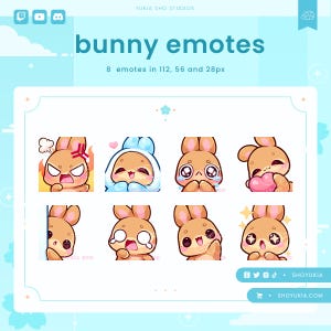 Bunny Twitch Emote Pack (Brown) | Cute Animal Emotes for Streamers, YouTube, Discord, Tiktok