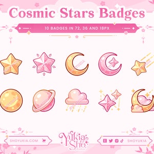 Cosmic Stars Sub Badges (Pink) for Twitch/YouTube/Discord | Bit Badges | Twitch Sub Badges | Stream Badges | Discord Roles | Youtube Badges
