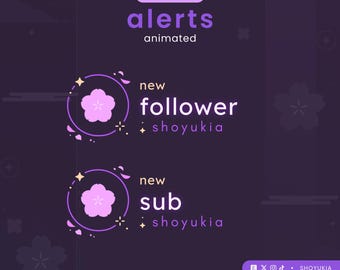 Fleeting Sakura Animated Stream Alerts (Purple) | Twitch Notification Pack