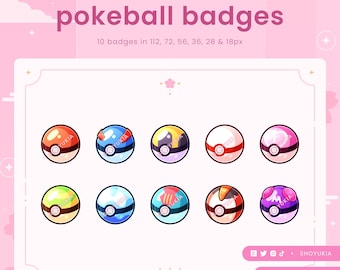 PKMN Pokeball Twitch Sub Badges  | Cute Stream Badges, Bit Badges, Channel Points Icon, Emotes for Streamers, Discord & YouTube