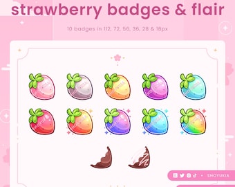 Twitch-subbadges met flair: aardbei | Streambadges, kanaalpunten voor Discord/YouTube