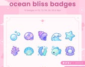 Ocean Bliss  (Blue) Twitch Sub Badges | Bit Badges & Channel Points for Discord