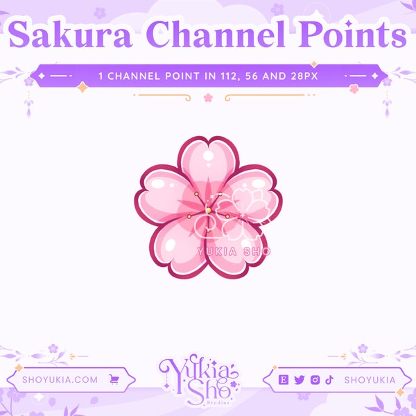 Points de chaîne Sakura Flower pour Twitch | Icône de point de chaîne Twitch | Émoticônes Twitch | Emotes en streaming | Échanger des points de chaîne