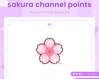 Sakura Flower Twitch Channel Points Icon | Cute Emotes, Sub Badges for Streamers, YouTube & Discord Roles