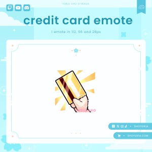 Emote Twitch Carte de crédit (Pâle) | Emotes mignons en streaming pour YouTube, Discord et PNGTuber VTuber Assets