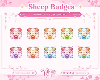 Kawaii Sheep Sub Badges for Twitch/YouTube/Discord | Bit Badges | Twitch Sub Badges | Subscriber Badges | Discord Roles | Twitch Graphics