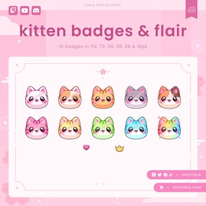 Twitch Sub Badges with Flair : Kitten  | Stream Badges, Channel Points for Discord/YouTube
