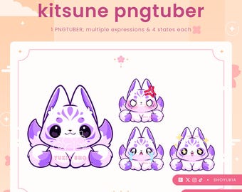 Lila Kitsune PNGtuber Model | Kawaii VTuber Profilbild