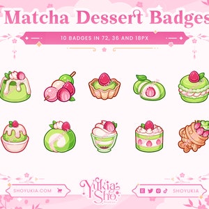 Matcha Japanese Desserts Sub Badges for Twitch/YouTube/Kick/Discord | Bit Badges | Twitch Sub Badges | Subscriber Badges | Discord Roles