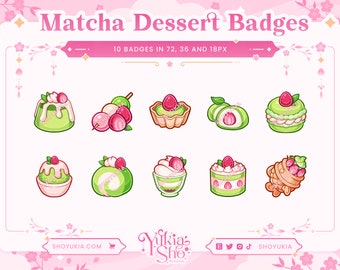 Matcha Japanese Desserts Sub Badges for Twitch/YouTube/Kick/Discord | Bit Badges | Twitch Sub Badges | Subscriber Badges | Discord Roles